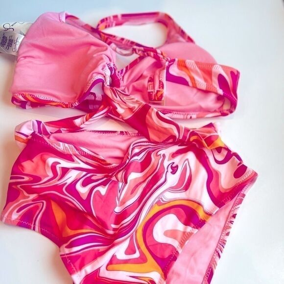 JESSICA SIMPSON Women's Good Vibrations O-Ring One-Piece Swimsuit multi size XL - Picture 8 of 11